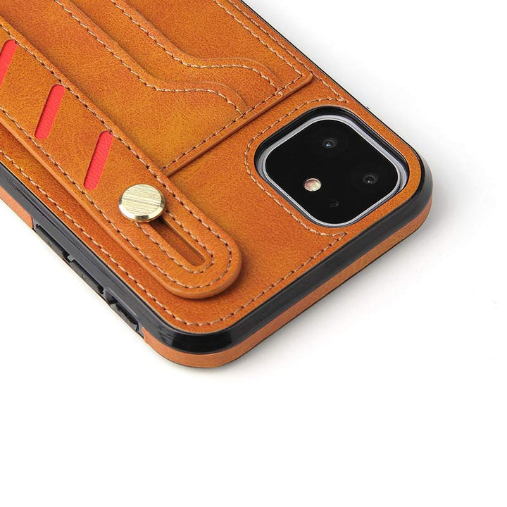 Leder-Handyhülle für iPhone und Samsung mit Kartenfach und Armband