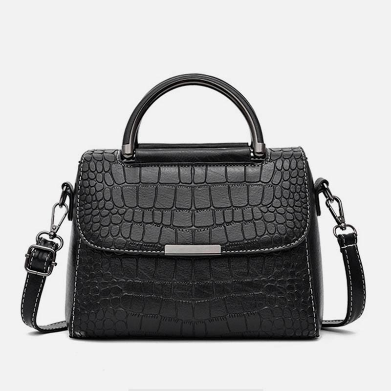Geldbörse aus veganem Leder mit Krokodilmuster für Damen, klassische, solide Handtasche