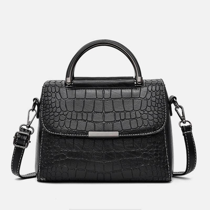 Geldbörse aus veganem Leder mit Krokodilmuster für Damen, klassische, solide Handtasche