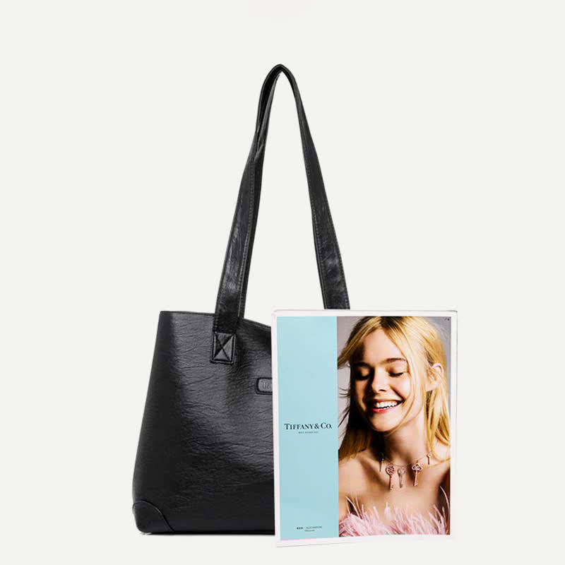 Damen Handtasche aus weichem Kunstleder mit zwei Fächern, Schultertasche