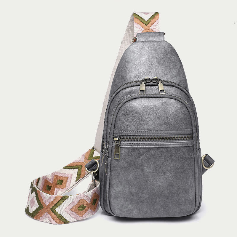 Schultertasche für Damen, breite Riemen, Retro-Umhängetasche aus Leder