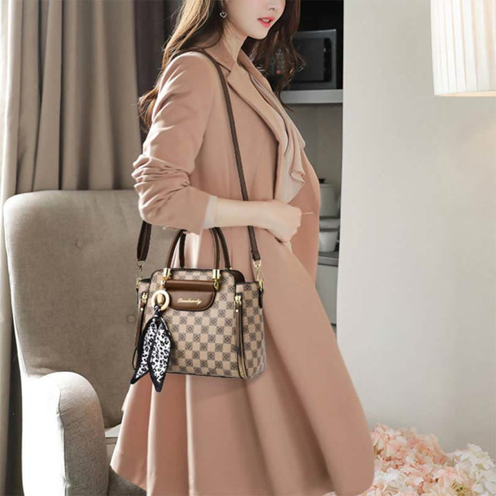 Britische Handtasche Damen Mini Seidenschal Dekor Elegante Umhängetasche