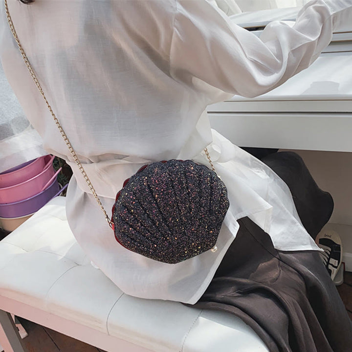 Umhängetasche für Damen, Pailletten, Mini-Muschel, Zubehörtasche