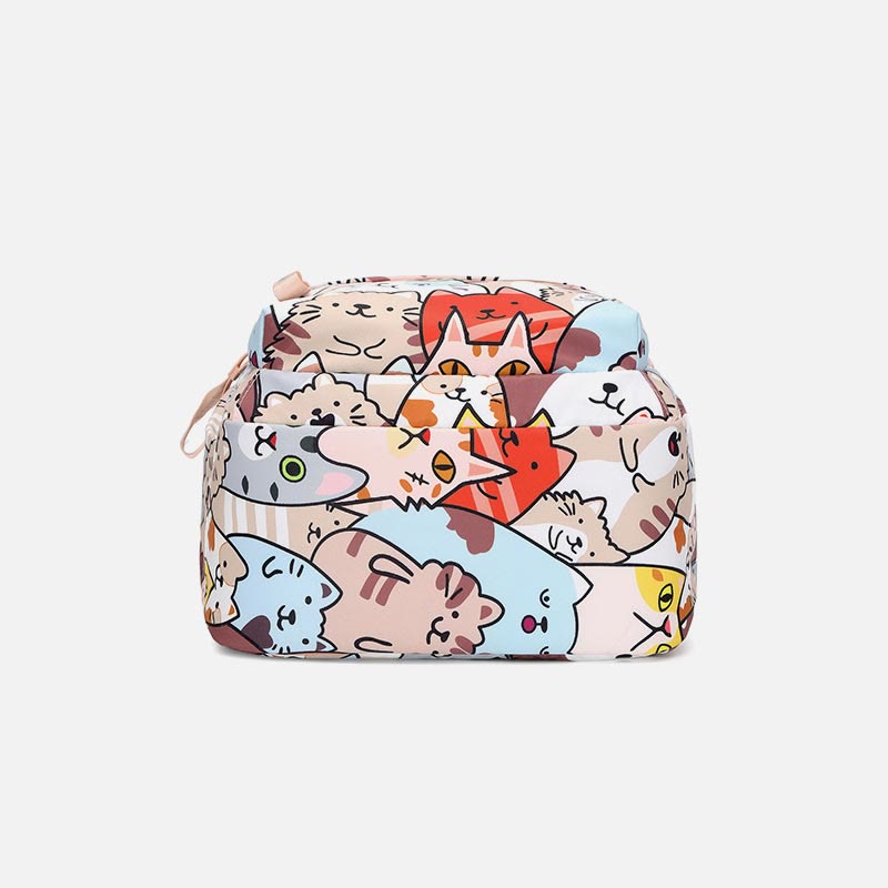 Rucksack für Damen, lustiger Katzen-Cartoon-Druck, wasserdichte Schulhandtasche