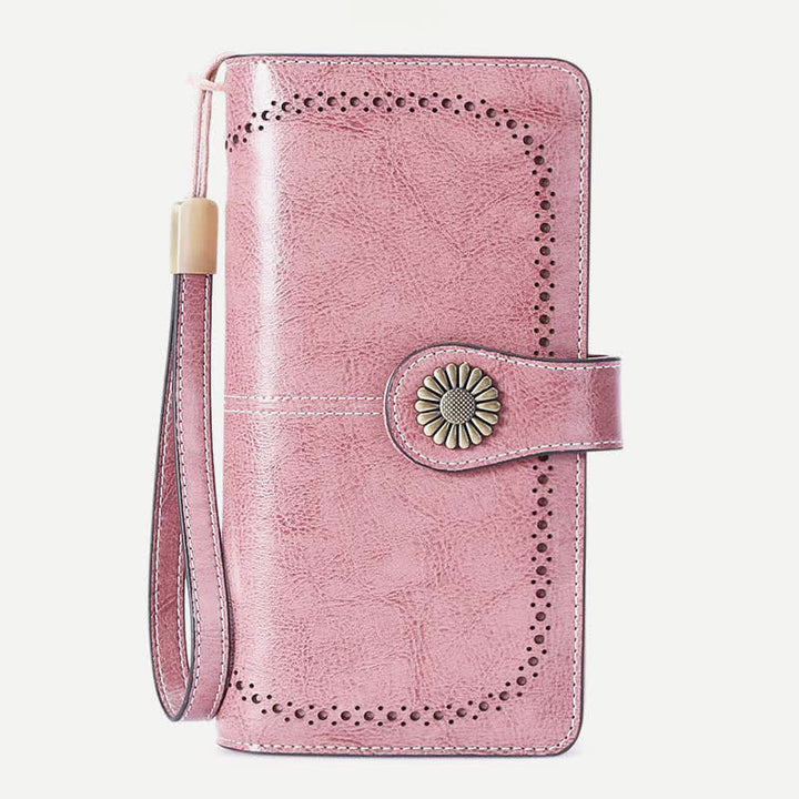 Damen RFID-blockierende Ledergeldbörse mit mehreren Steckplätzen, Kreditkartenetui, Clutch