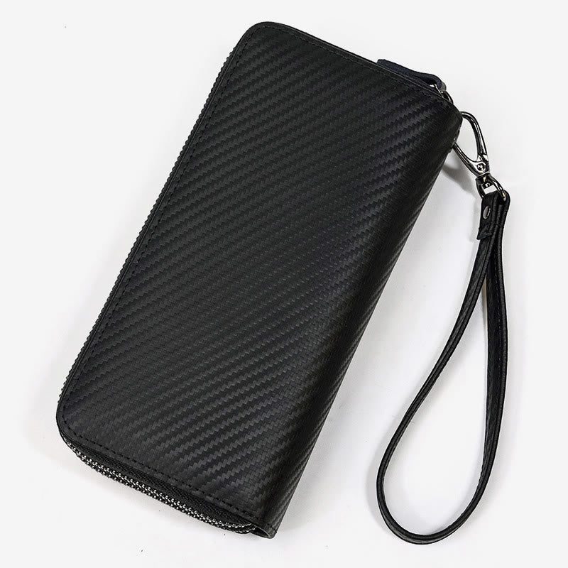 Lange Geldbörse für Herren aus echtem Leder, Retro, lässige Clutch