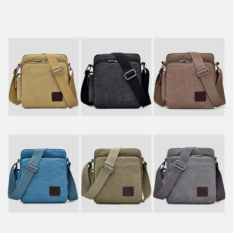 Vintage Canvas Mini Crossbody Umhängetasche Männer kleine Geldbörsen mit Multi-Slot