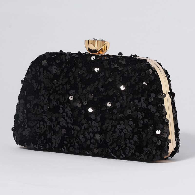 Damen Glitzer Clutch Perlen Pailletten Party Abendtasche mit Umhängegurt