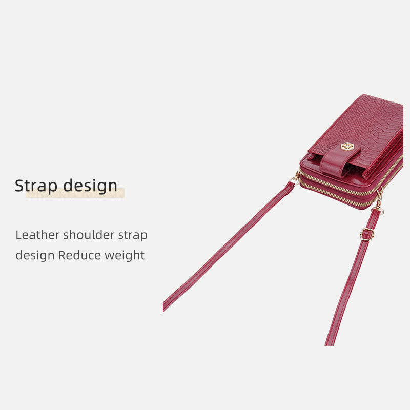 Solide Schlangenhaut-Grain-Telefontasche für Frauen Elegante Crossbody-Geldbörse