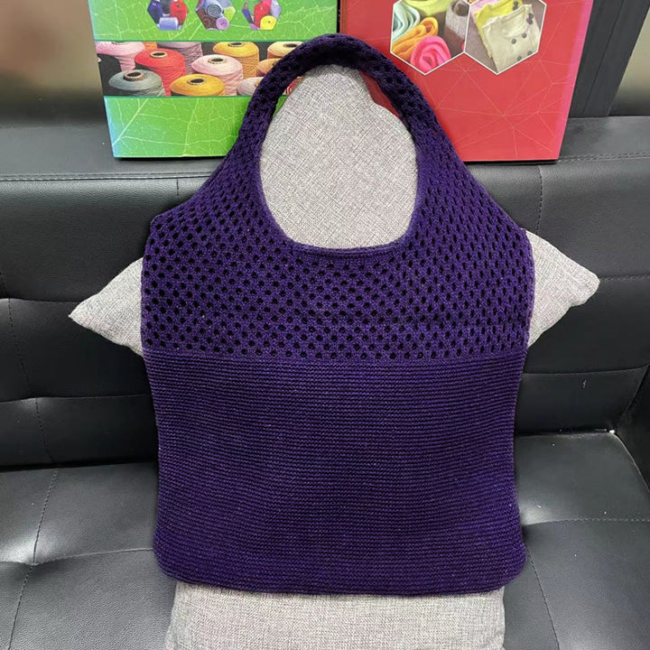 Einkaufstasche für Frauen im ethnischen Stil aus Wolle gestrickte Schultertasche