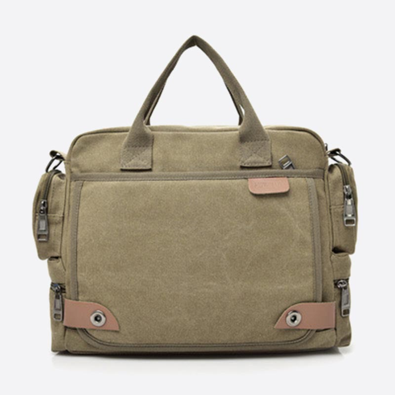 Messenger Bag für Herren, lässige Umhängetasche aus Canvas mit mehreren Taschen