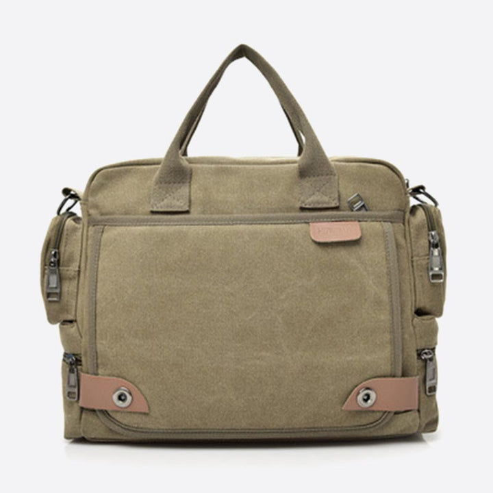 Messenger Bag für Herren, lässige Umhängetasche aus Canvas mit mehreren Taschen