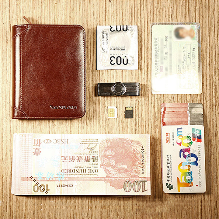 Solide RFID Echtleder Geldbörse Organizer Geldbörse