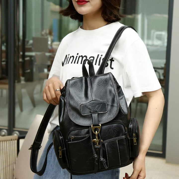 Veganer Lederrucksack für Damen, Vintage, Damen und Mädchen, lässiger Tagesrucksack