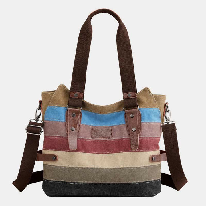 Multifunktions-Farbblock-Canvas-Handtasche Hobo Tote Bag Umhängetaschen