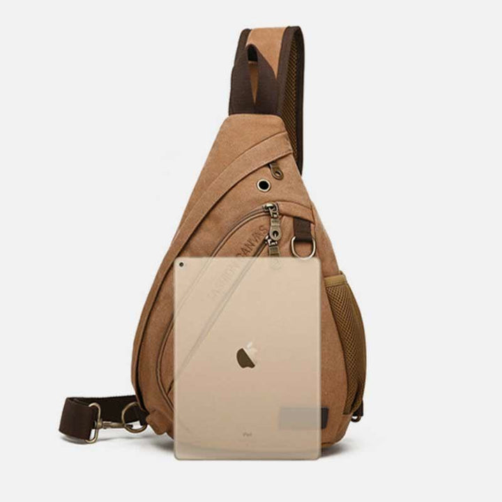 Canvas Brusttasche Herren Minimalistische Reise Große Schultertasche