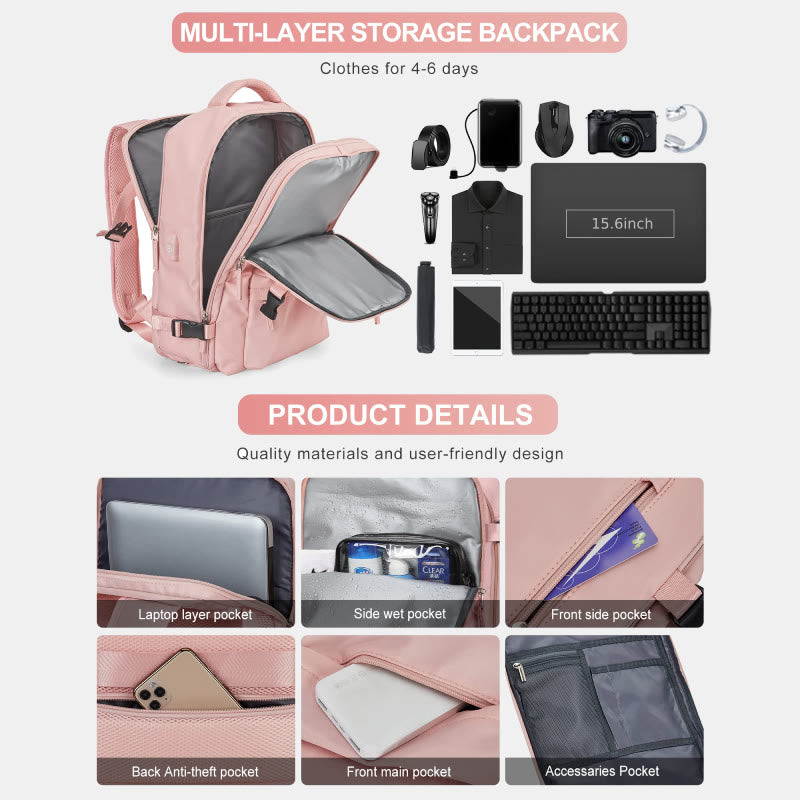 Rucksack mit mehreren Taschen für Frauen und Mädchen, Reise-Laptop-Rucksack, College-Büchertasche