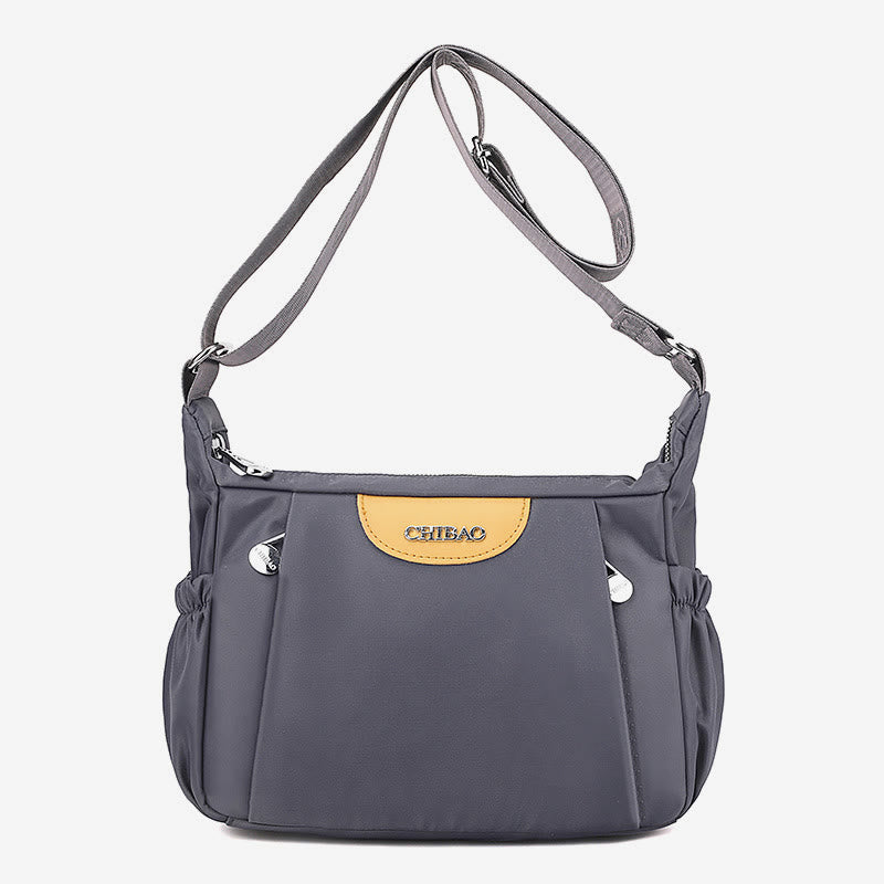 Damen Umhängetasche, minimalistisch, mehrere Taschen, breiter Riemen, Schultertasche