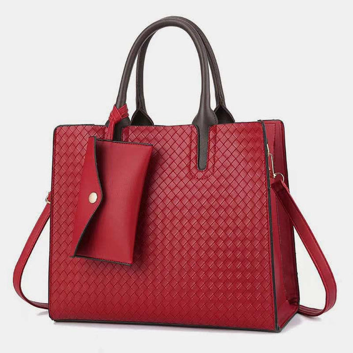Gewebte Tragetasche für Damen, lässige Handtasche mit Griff oben und kleiner Geldbörse