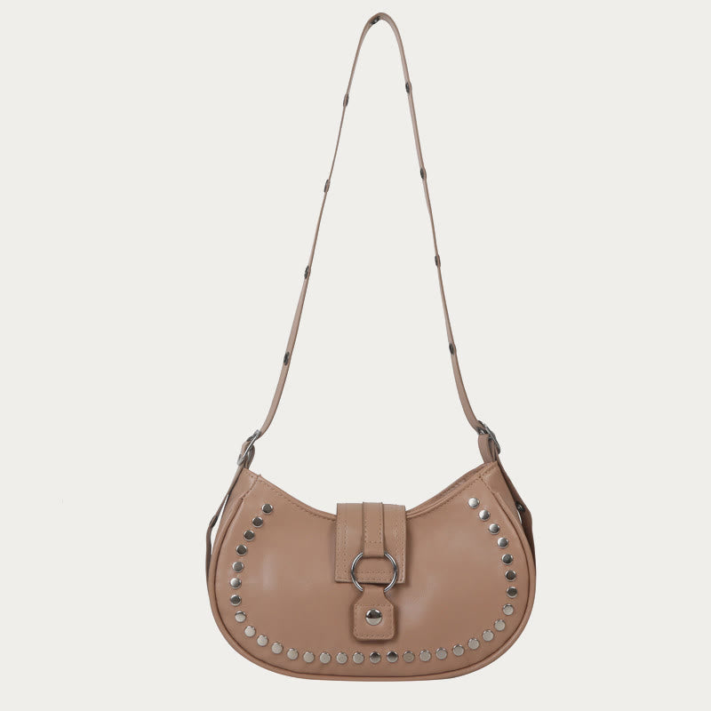Nieten-Umhängetasche für Damen, minimalistisch, Punk, klassische Geldbörse