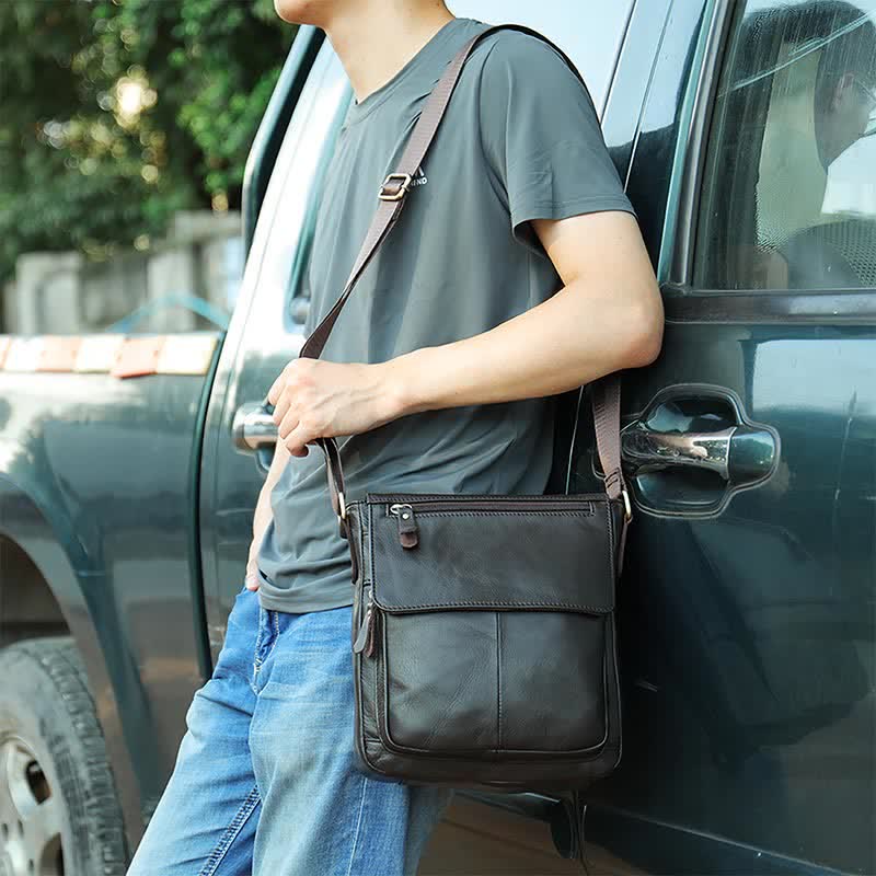 Herren Umhängetasche Echtes Leder Kleine Messenger Bag Crossbody Bag