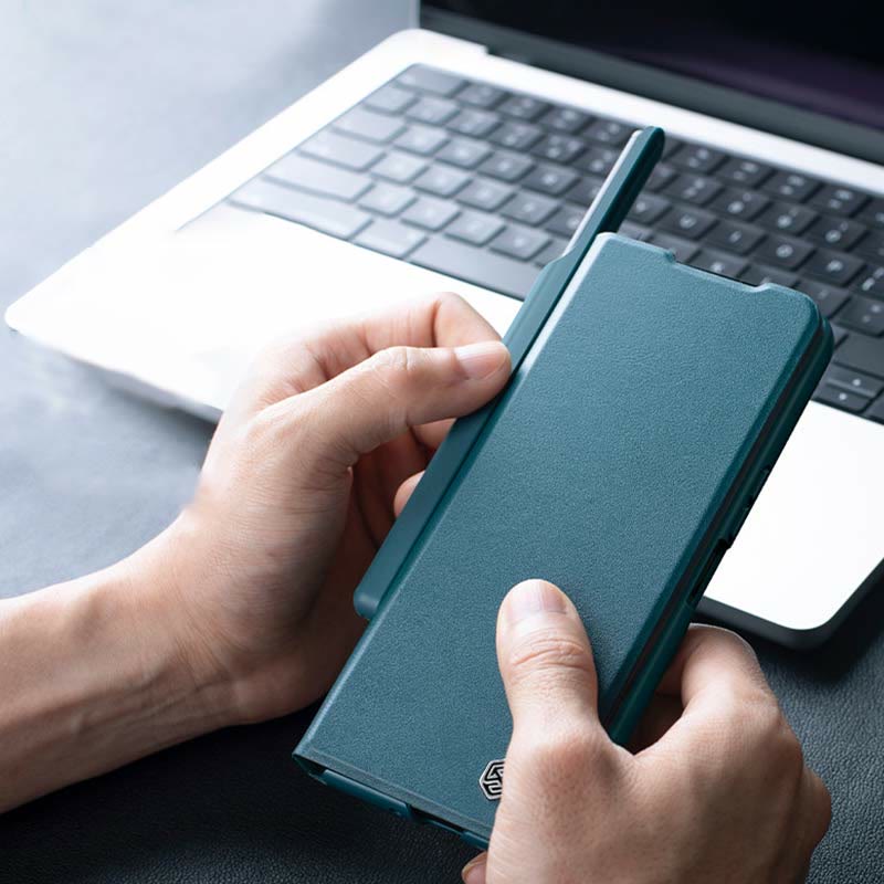 Leder-Handyhülle für Samsung Galaxy Z Fold 4 5G mit S Pen-Hülle