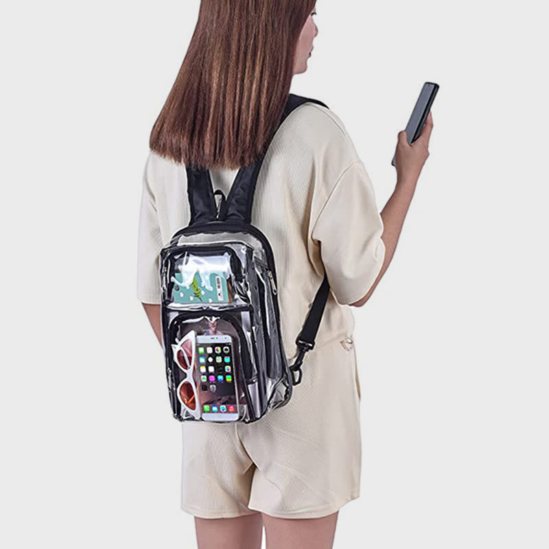 Schultertasche für Ausflüge, Sport, multifunktionaler transparenter PVC-Tagesrucksack