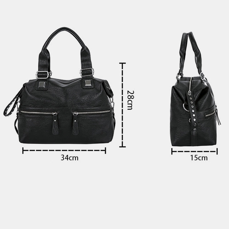 Robuste Vintage-Tragetasche aus weichem Leder mit großem Fassungsvermögen