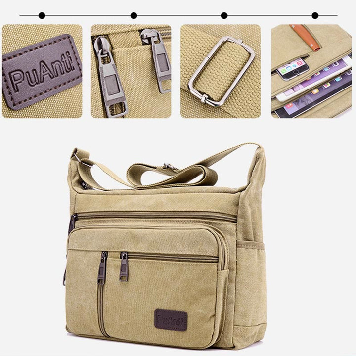 Umhängetasche für Herren, Vintage, Outdoor, Canvas, Business-Umhängetasche