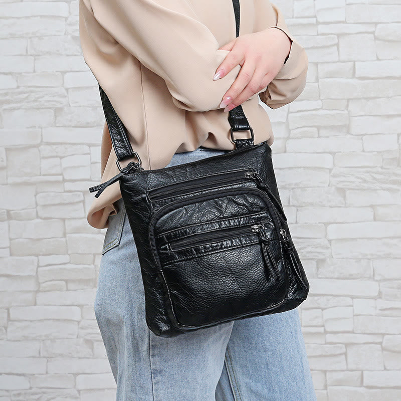 Umhängetasche aus weichem Leder mit großem Fassungsvermögen, Schultertasche