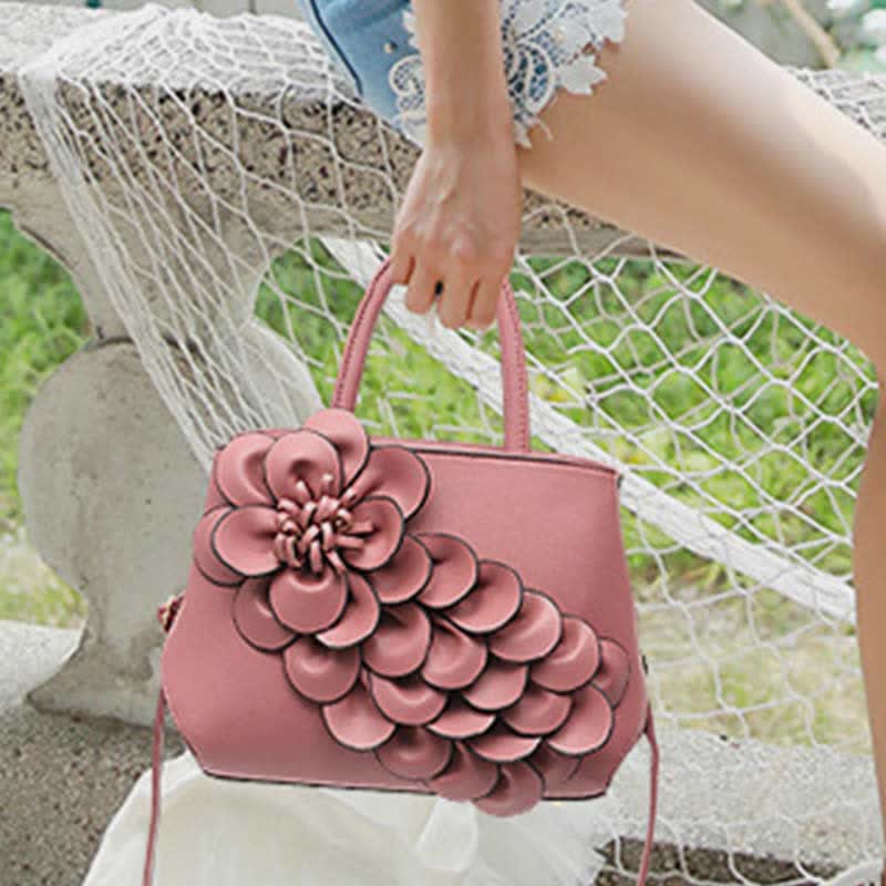 Damen Floral Elegante Schultertasche Vegan Leder Handtasche Satchel Geldbörsen