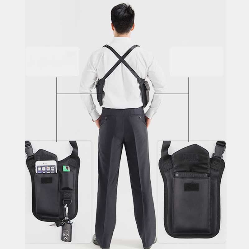 Diebstahlsichere, versteckte Unterarmgurt-Geldbörse aus Nylon mit Holstertasche und doppelter Schultertasche