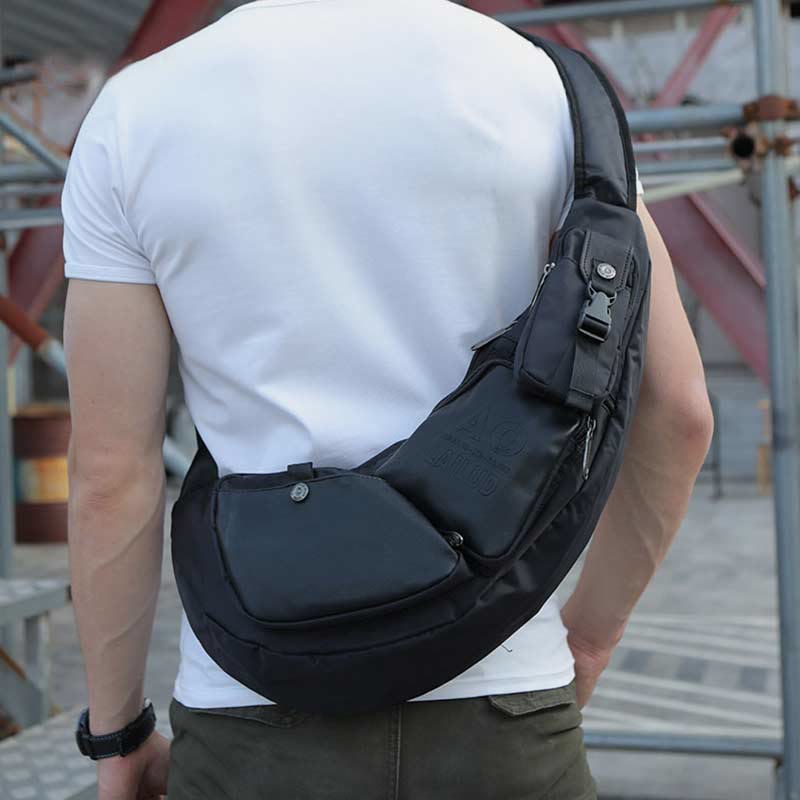 Sling Bag für Herren, sportlich, braun, Vintage-Canvas