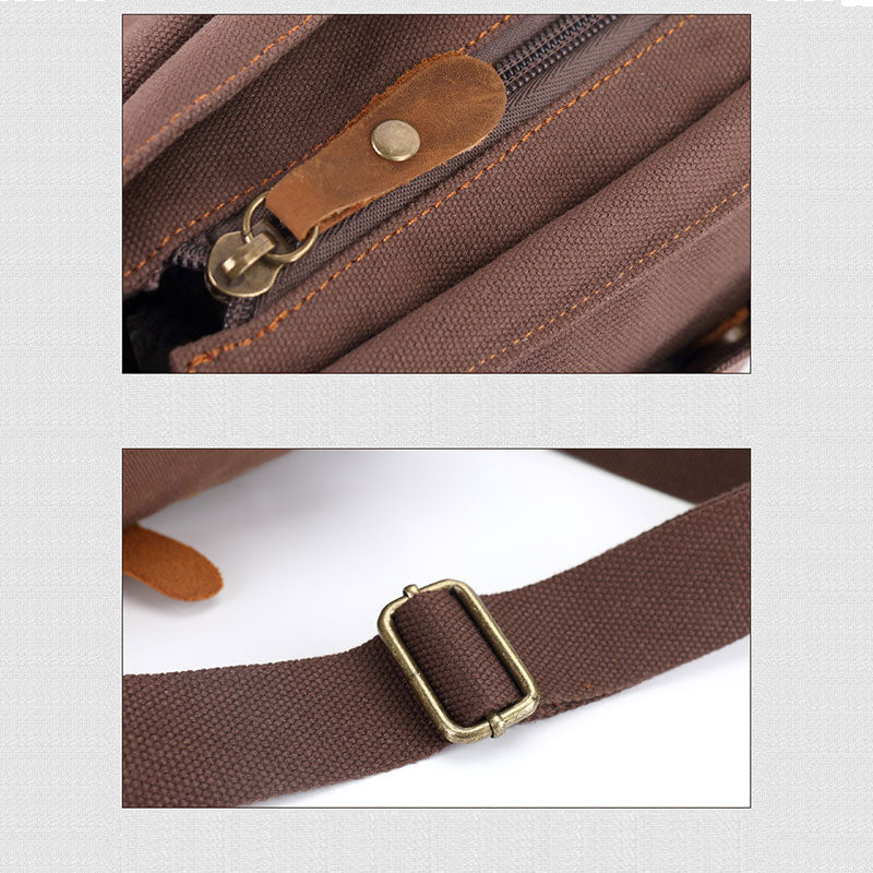 Vintage Messenger Bag aus Canvas mit großem Fassungsvermögen 