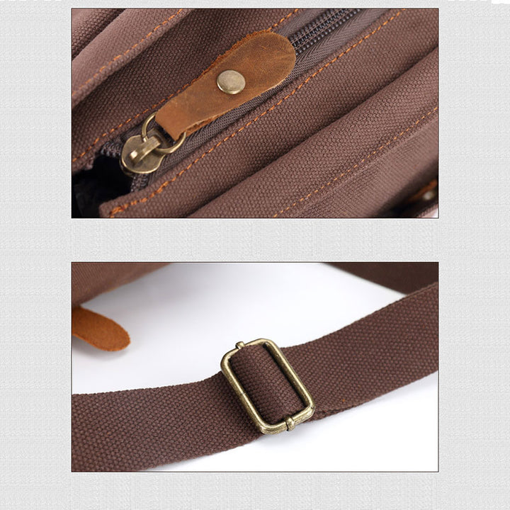 Vintage Messenger Bag aus Canvas mit großem Fassungsvermögen 