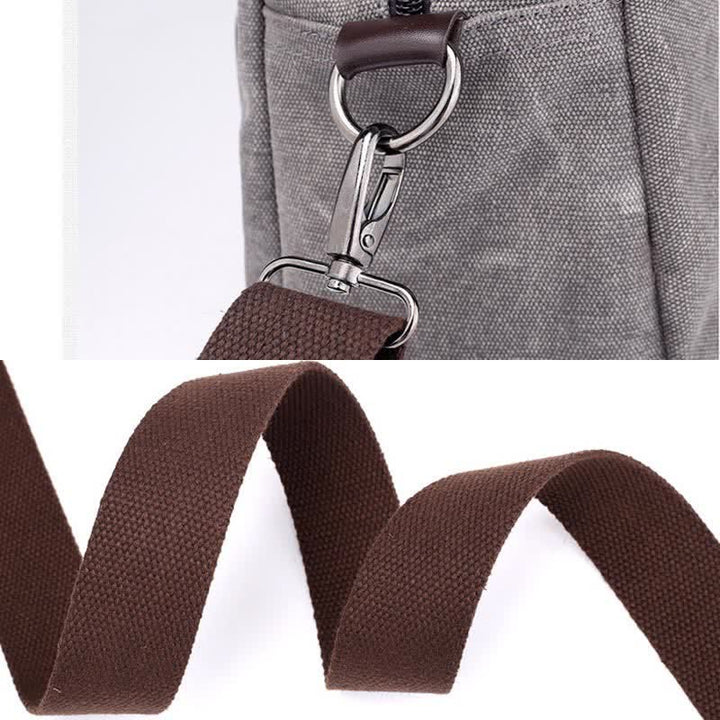 Handtasche aus Segeltuch mit drei Fächern und Blumendruck, Umhängetasche