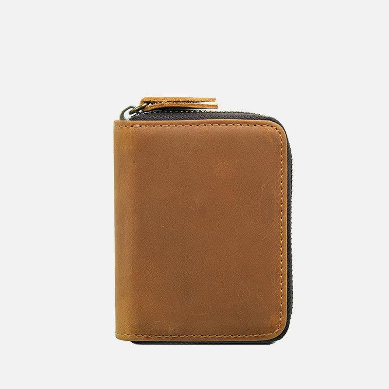 Retro Kurze Brieftasche Aus Echtem Leder Mehrere Slots Orgel