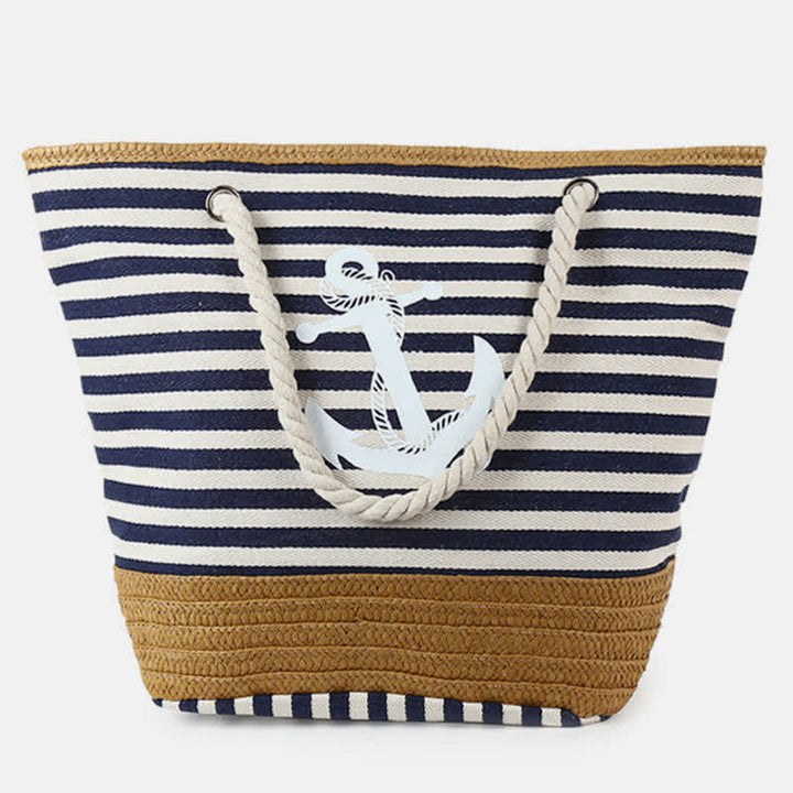 Tragetasche für Damen, großes Fassungsvermögen, gestreift, Strandtasche, Umhängetasche