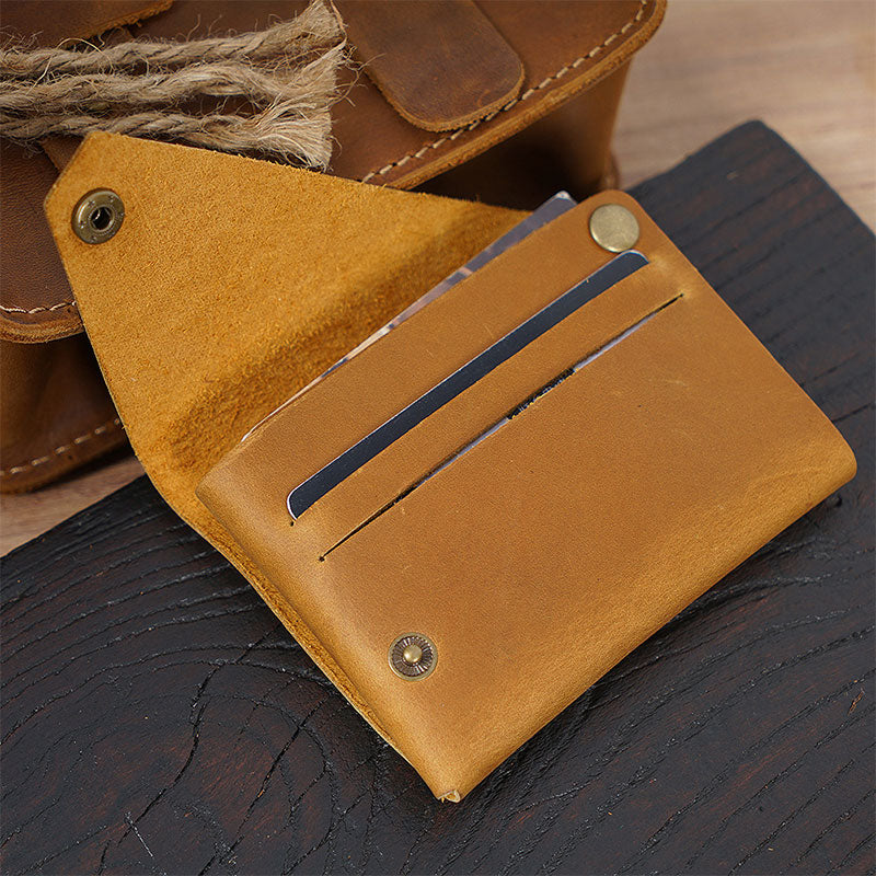 Retro-Handgemachtes Echtleder Kartenetui Vordertasche Geldbörse Münzgeldbörse