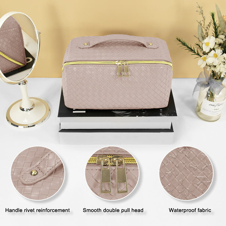 Kosmetiktasche für Damen, Reise, wasserdicht, Make-up-Tasche aus PU-Leder