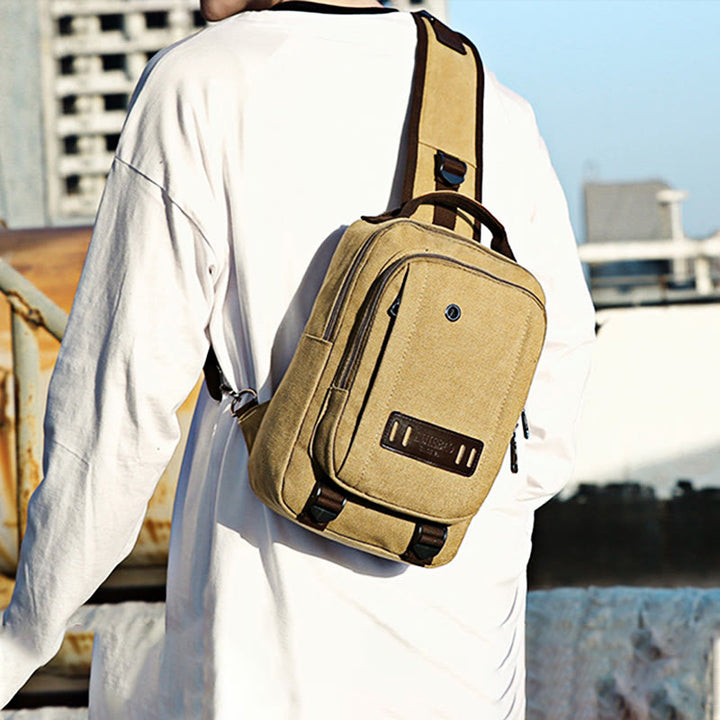 Schultertasche für Herren, Outdoor, lässig, Retro, Umhängetasche, Brusttasche
