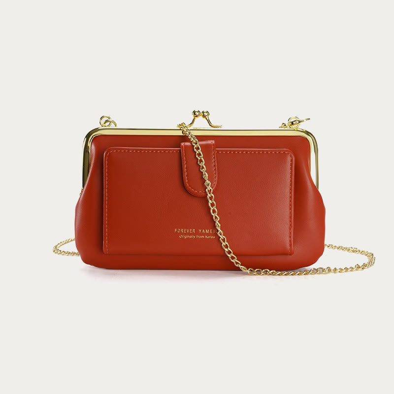 Handytasche für Damen, Umhängetasche mit Kette und mehreren Fächern