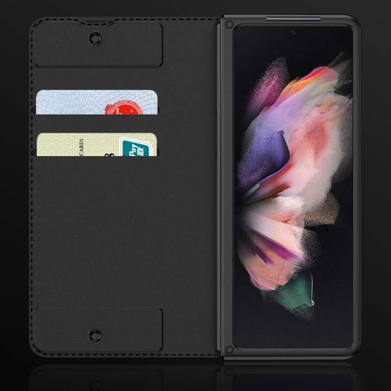 Leder-Brieftaschenhülle für Galaxy Z Fold 3/4 mit abnehmbarem S-Pen-Halter und Ständer