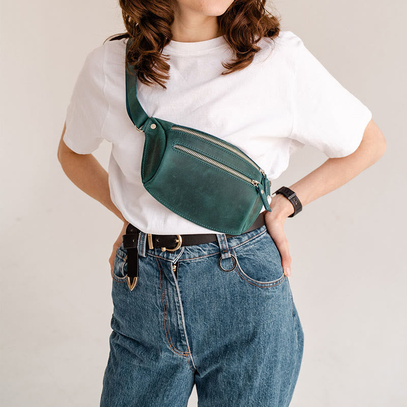 Gürteltasche für Damen und Herren, Outdoor, Hüfttasche mit Doppelreißverschluss, Brusttasche