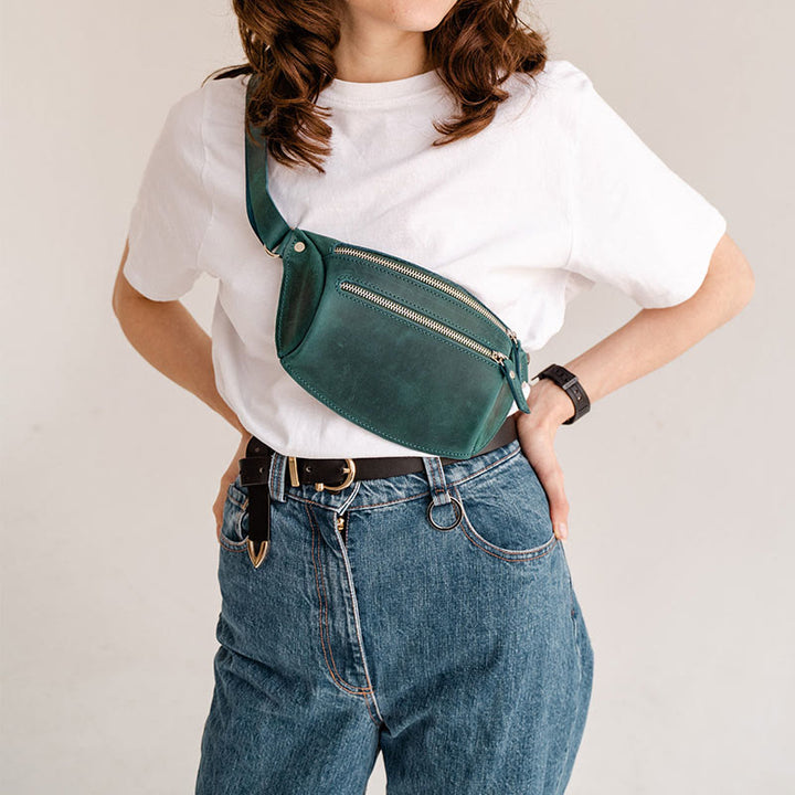 Gürteltasche für Damen und Herren, Outdoor, Hüfttasche mit Doppelreißverschluss, Brusttasche