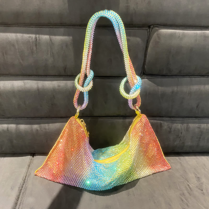 Umhängetasche für Damen mit funkelnden Diamanten, mehrere Farben, Handtasche