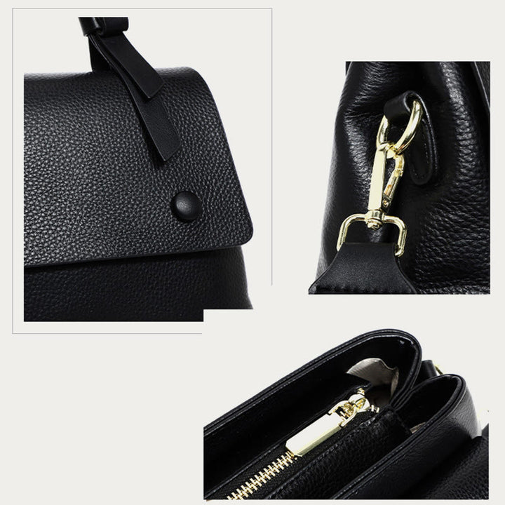 Retro-Tasche mit Henkel für Damen aus Leder mit Litschi-Muster