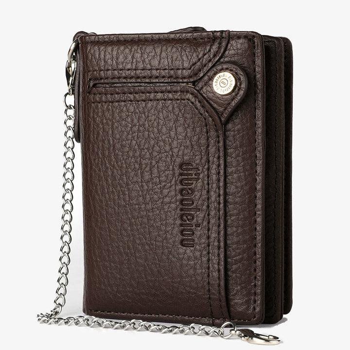 Anti-Diebstahl-Kette Brieftasche für Männer Retro Leder Geld Clip