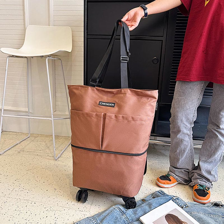 Supermarkt Rolling Tote Abnehmbare Faltbare Räder Schulter Handtasche Für Frauen