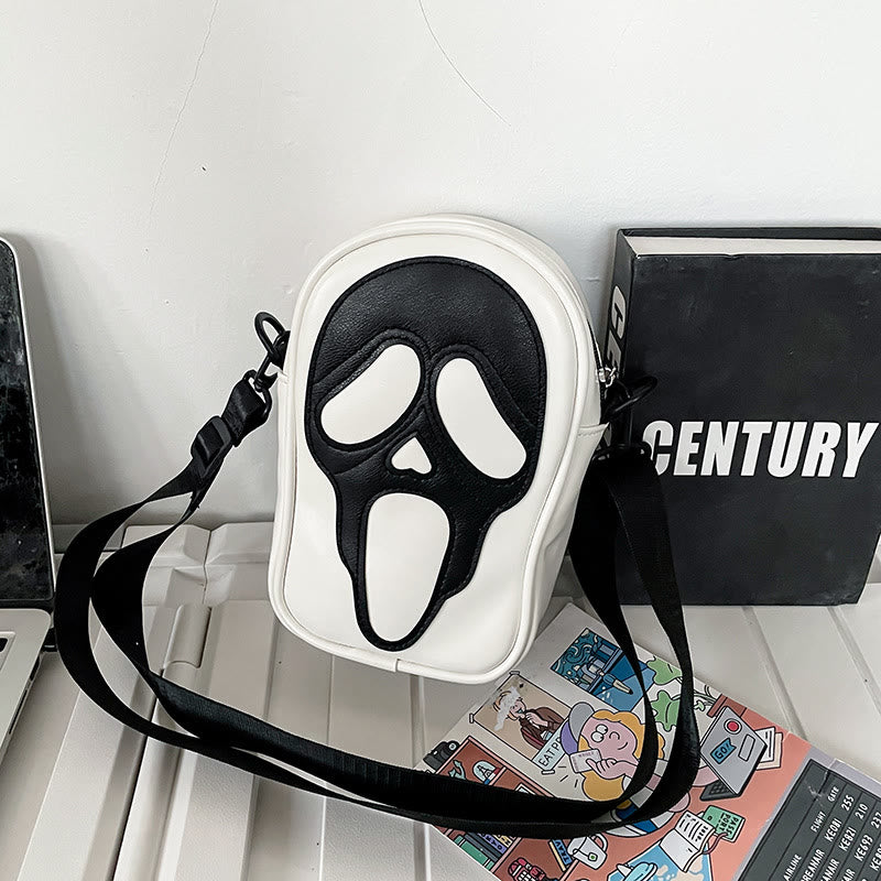 Umhängetasche für Partys, lustiges Geister-/Totenkopf-Muster, Lederpaket